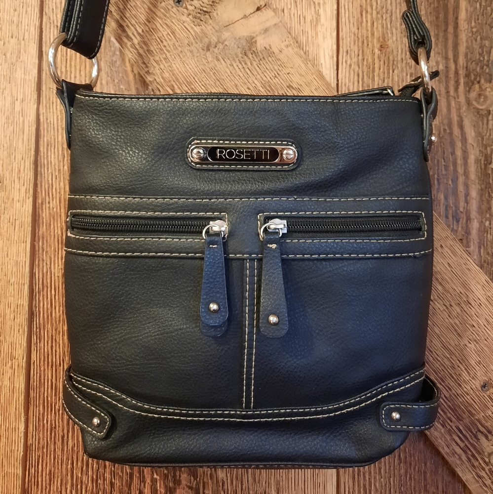 Rosetti Black Crossbody Bag with Front Zip Pockets